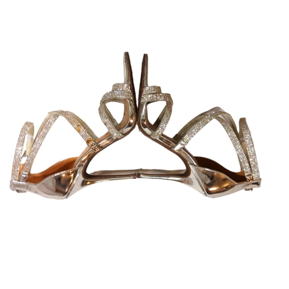Jessica Simpson Rhinestone Silver Heels Strappy Formal Sandals size 6 5 - Picture 2 of 13